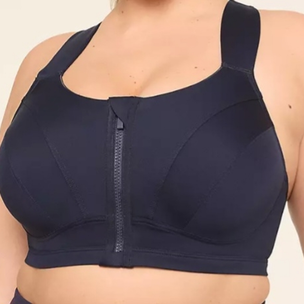 LIVI Max Support Comfort Zip-Front Sports Bra - Navy - Size 44D